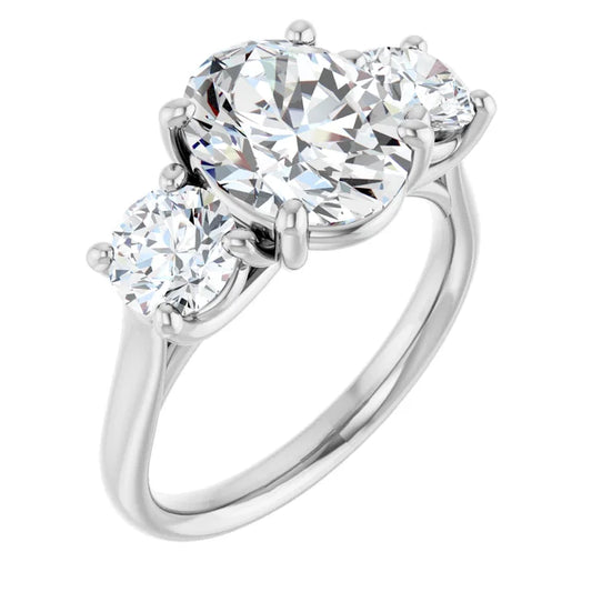 14K White 1.5CTW Oval Engagement Ring Lab Grown