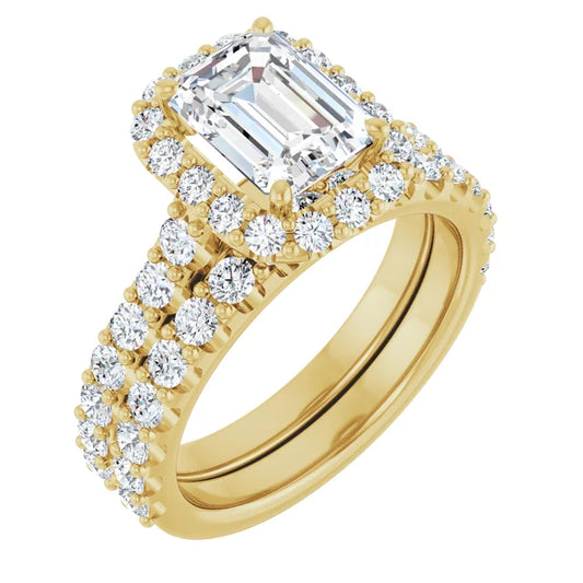 14K Yellow 2.5CTW Emerald Engagement Ring Lab Grown