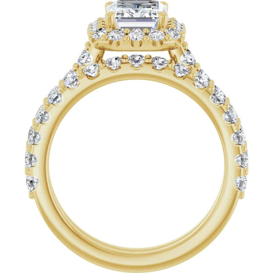 14K Yellow 2.5CTW Emerald Engagement Ring Lab Grown